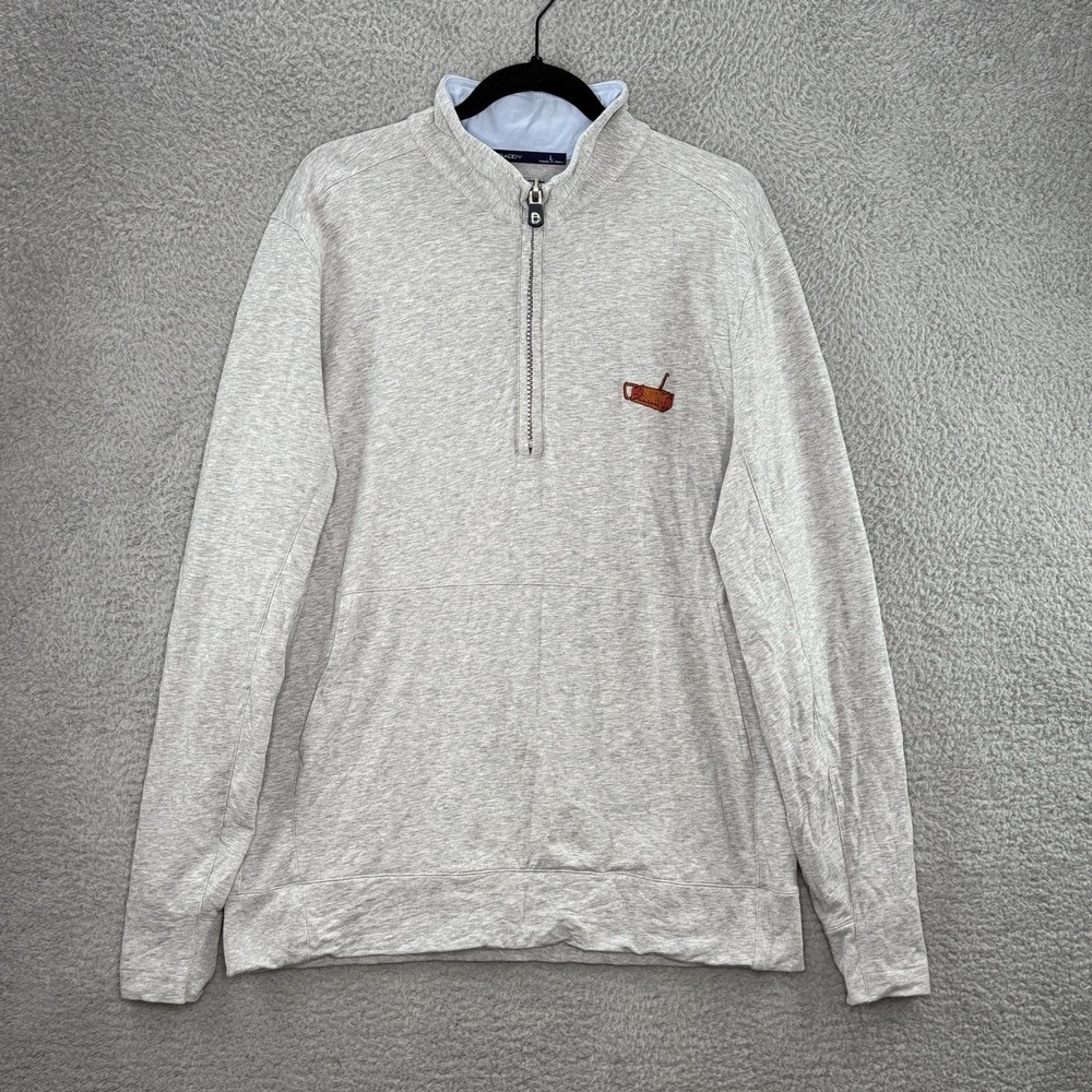 B.Draddy 1/4 Zip Pullover Long Sleeve Gray Sweater Men Size Large Fresno Scraper